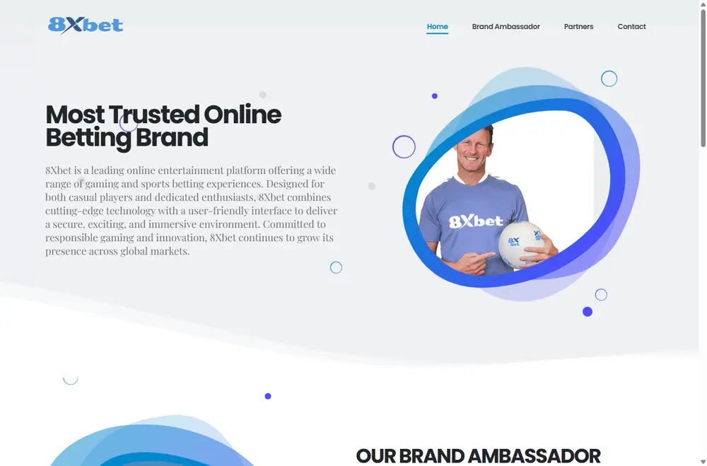 Trang thương hiệu 8xbet.com với thông điệp Most Trusted Online Betting Brand